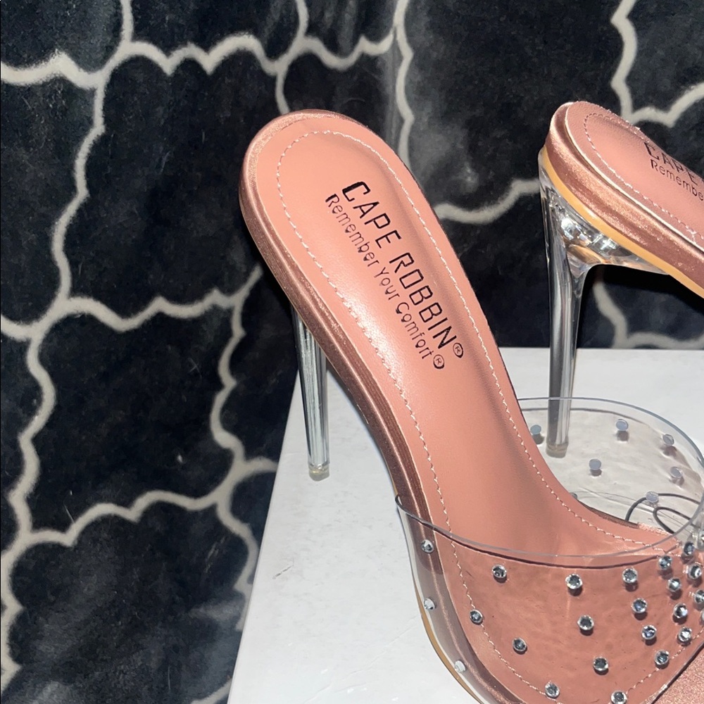 Cape Robbin Metallic Heels with Clear Embellished Straps - Picture 7 of 11